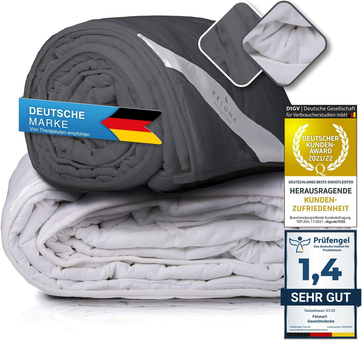 Schwerkraftdecke 8kg 200x155cm - Premium Therapiedecke für Entspannung