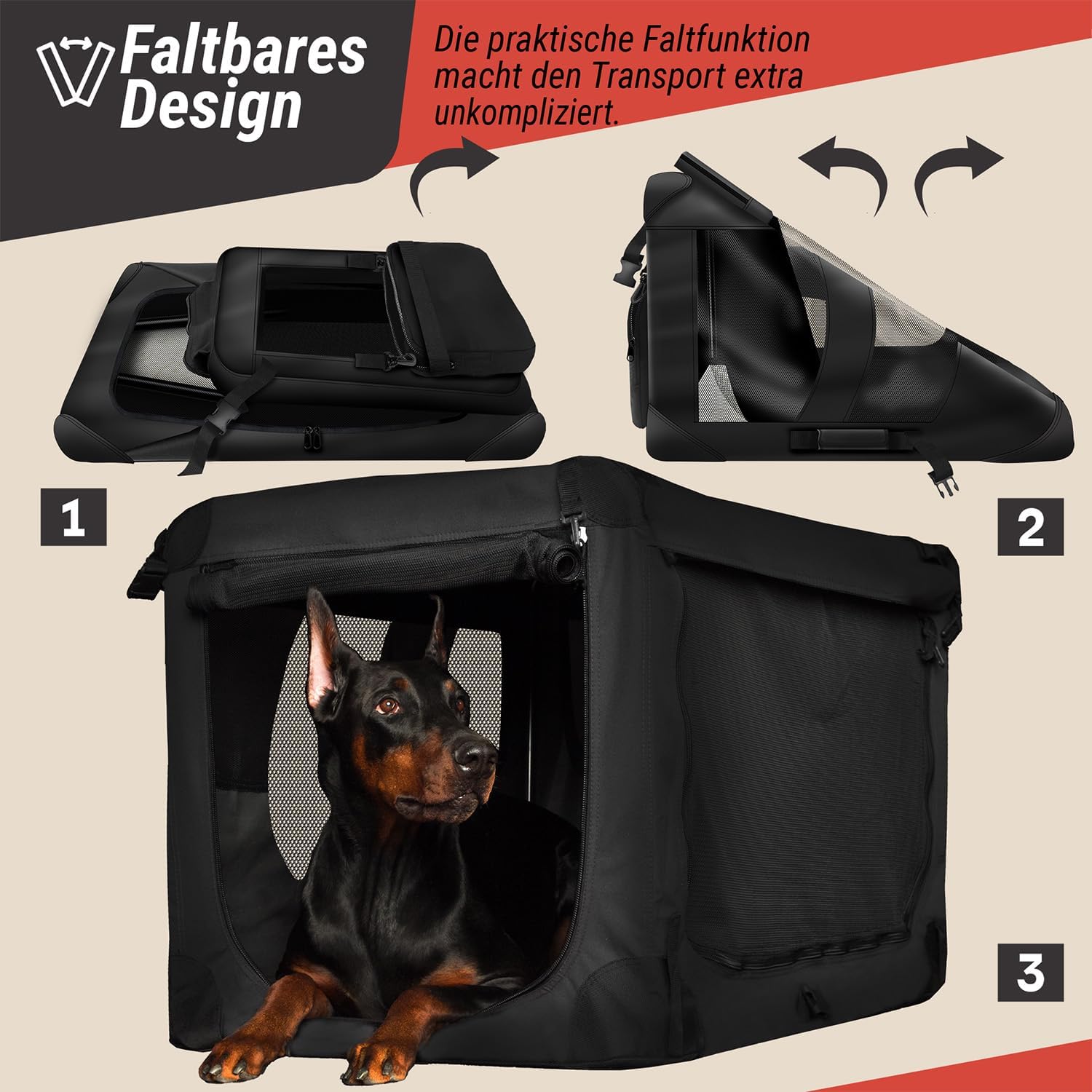 Faltbare Hundebox Gr. M – Stabile Transporttasche für das Auto