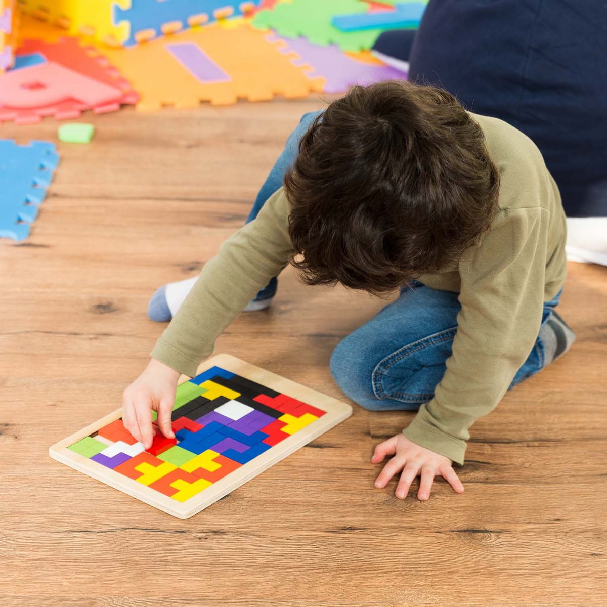 Holzpuzzle Tetris Design - Montessori Knobelspiel & Logikpuzzle – PT05