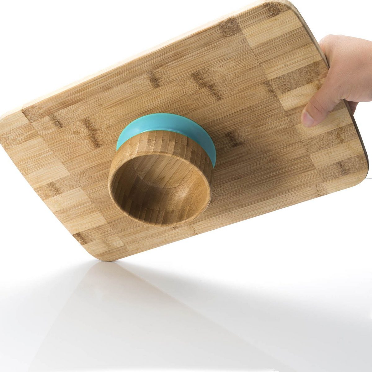 Bambus Baby-Schüssel mit Saugnapf - Rutschfester & BPA-freier Teller – PT03 #Farbe_Blau