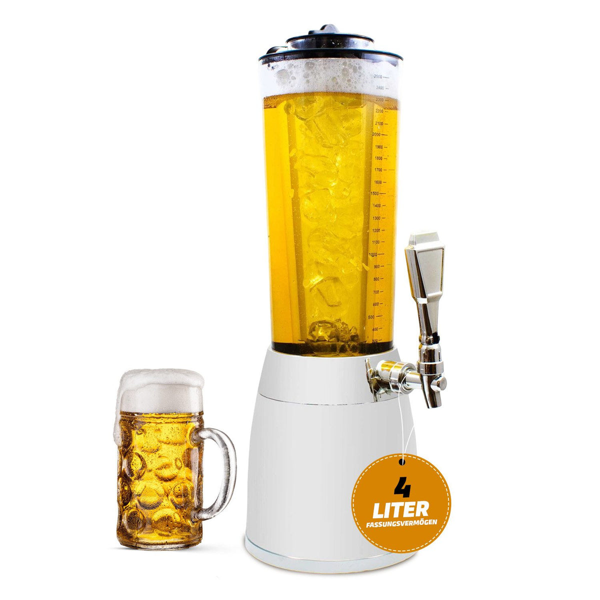 Biertower 4L Trinksäule mit Kühlung – Party-Zapfsäule für Bier & Drinks – Einzel – SKU 8178155 – MAIN #Variante_Einzel