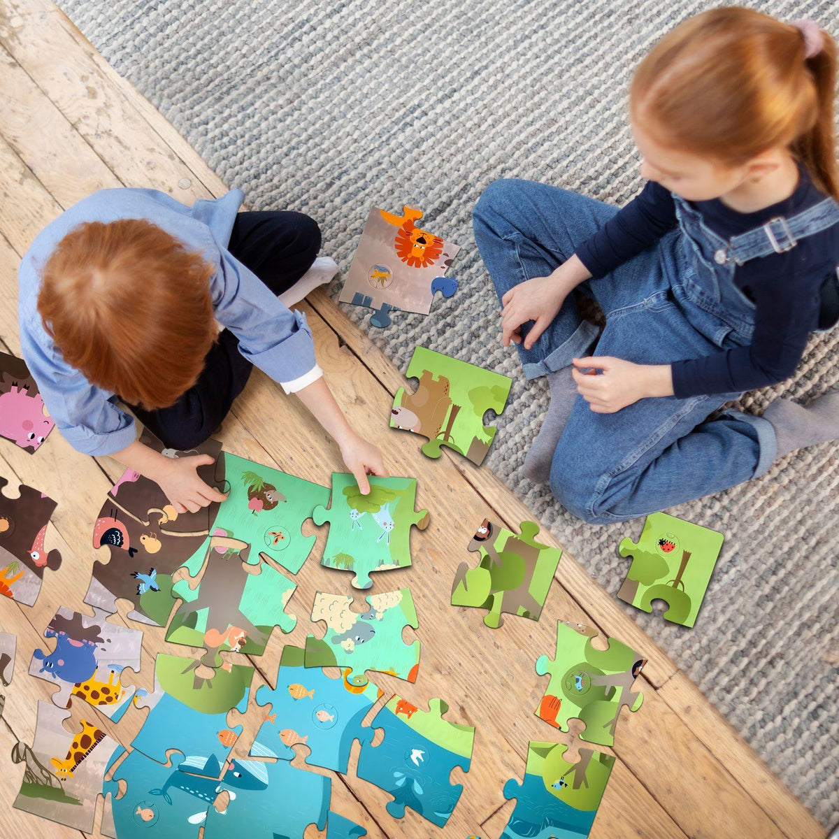 Tierpuzzle, Kinderpuzzle – Tiere entdecken, XXL 90×60 cm, 33 Teile, ab 2 J. – Default Title – SKU 99440202 – PT04
